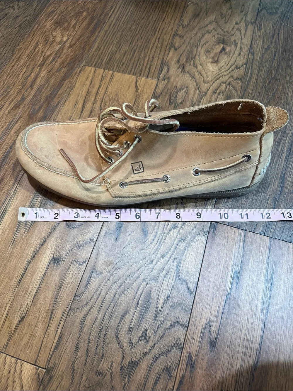 Sperry Men's Suede Boat Shoes in Tan with Leather Laces